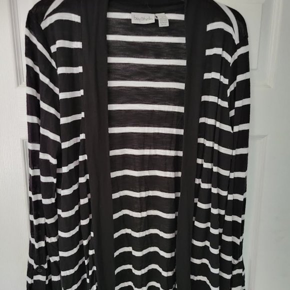 Bay Studio open front long striped‎ cardigan XL - Picture 1 of 3